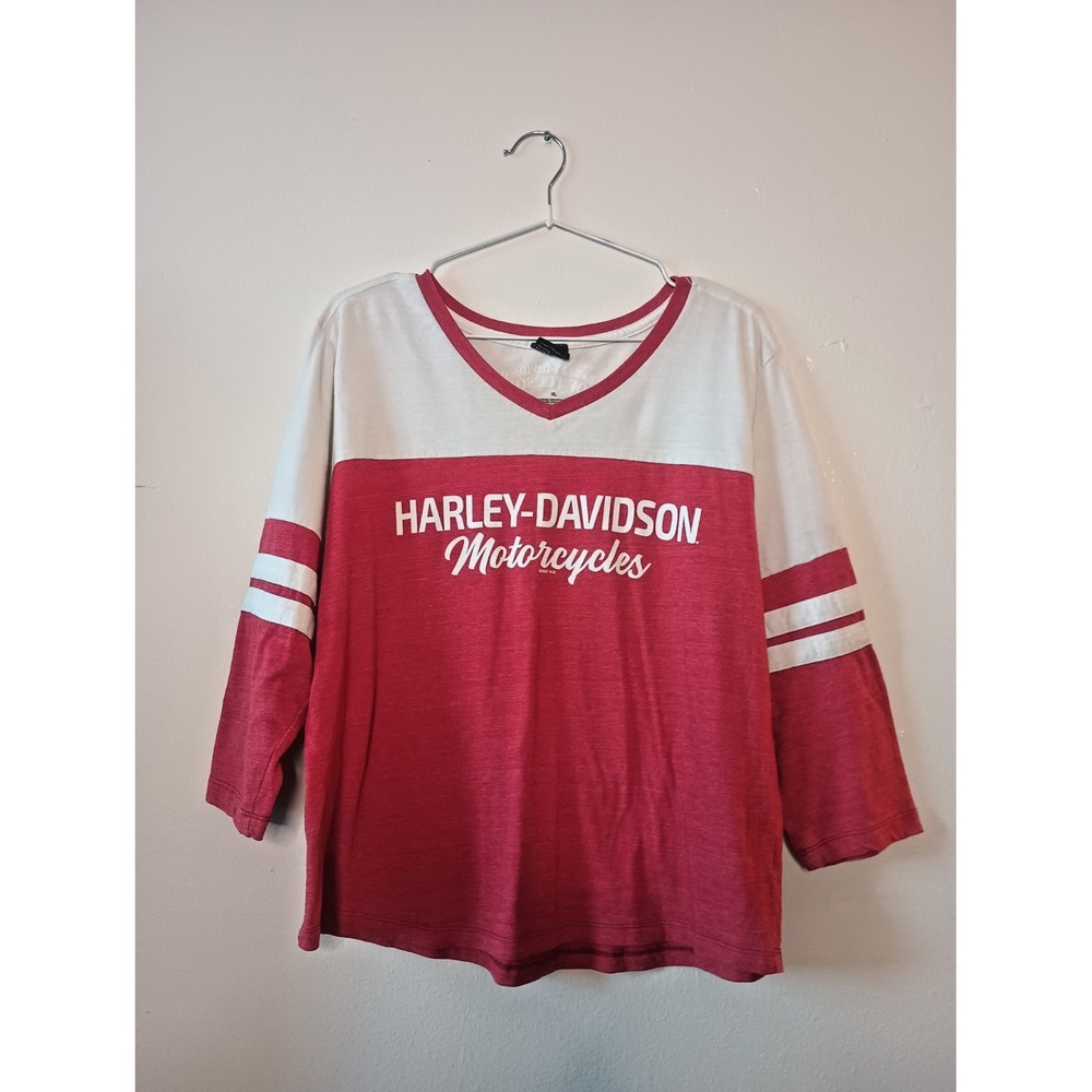 Harley Davidson Baseball Style Tee Color Block Biker Tucson Womens XL